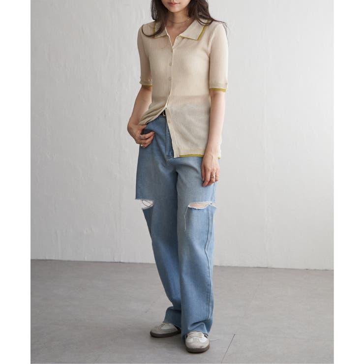 麻タッチ襟付きカーディガン | VENCE share style【WOMEN】 | 詳細画像15 