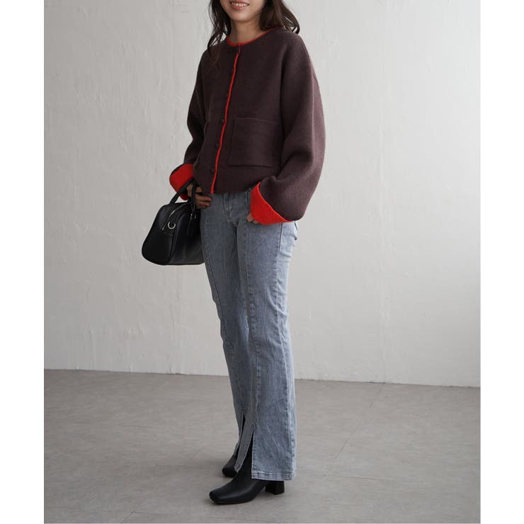 アルパカタッチ配色カーディガン | VENCE share style【WOMEN】 | 詳細画像8 