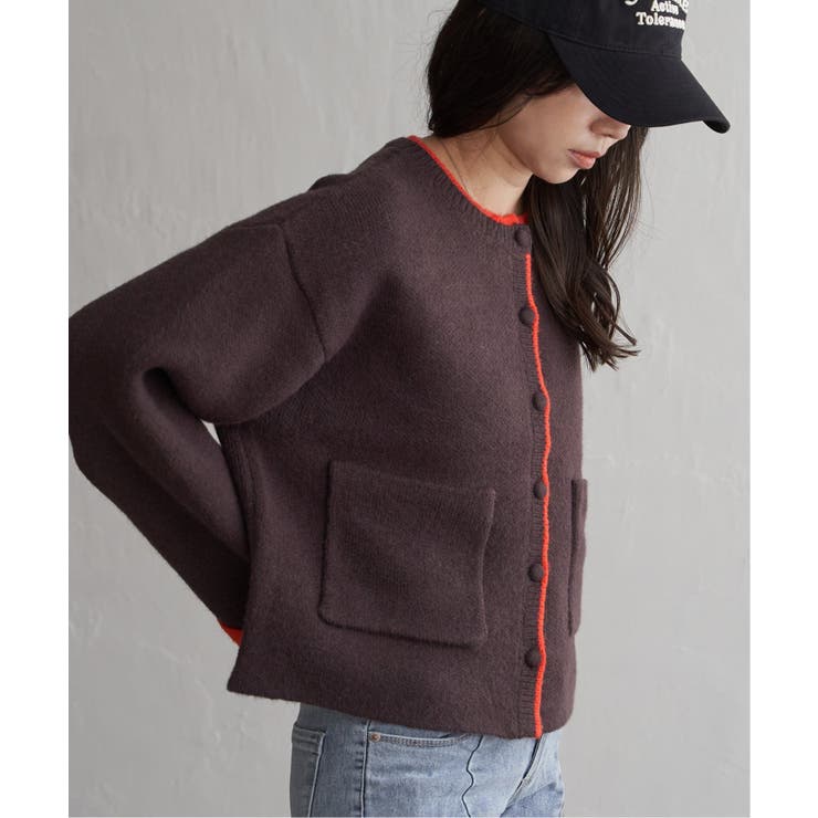 アルパカタッチ配色カーディガン | VENCE share style【WOMEN】 | 詳細画像4 
