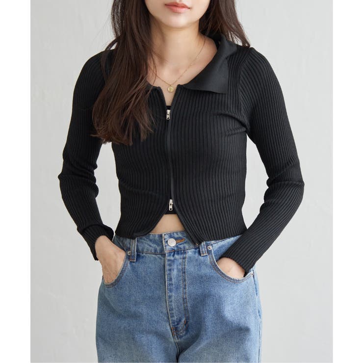 ダブルジップショートリブニット | VENCE share style【WOMEN】 | 詳細画像10 