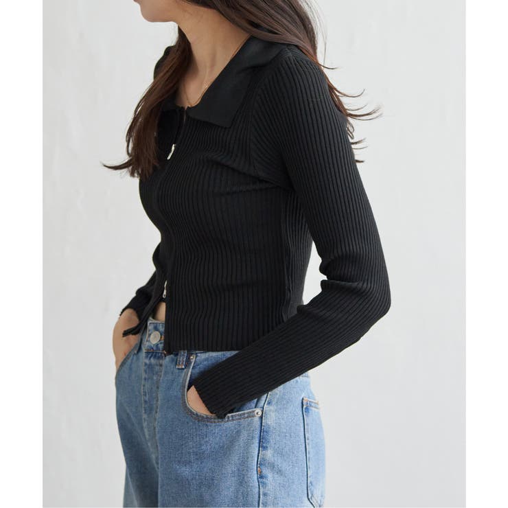 ダブルジップショートリブニット | VENCE share style【WOMEN】 | 詳細画像13 