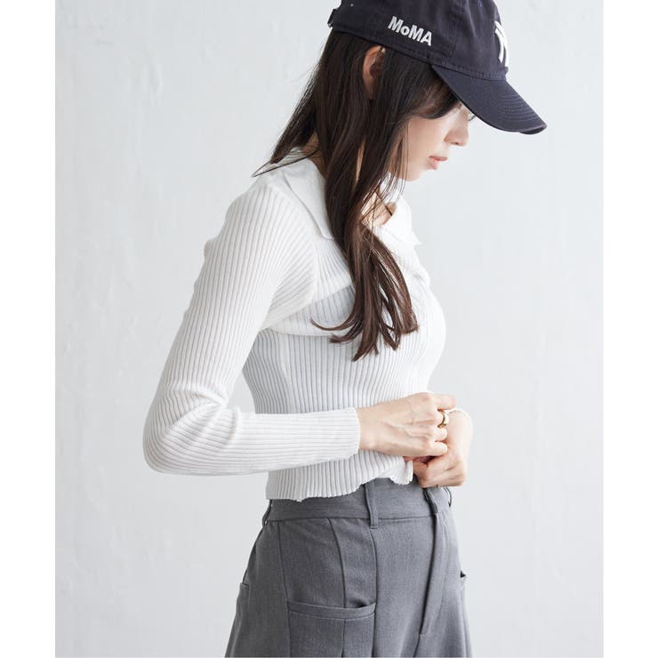 ダブルジップショートリブニット | VENCE share style【WOMEN】 | 詳細画像2 