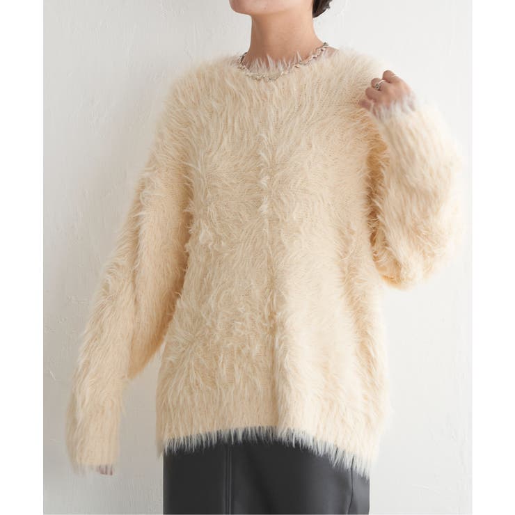 ホワイト | フェイクフェザー天竺プルオーバー | VENCE share style【WOMEN】