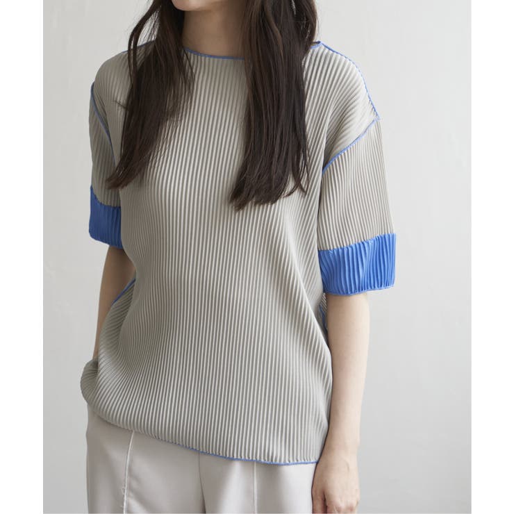 グレー | プリーツ袖配色トップス | VENCE share style【WOMEN】