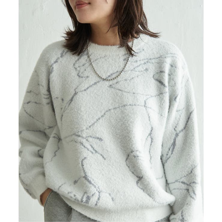 アイボリー | ニュアンス柄シャガードプルオーバー | VENCE share style【WOMEN】