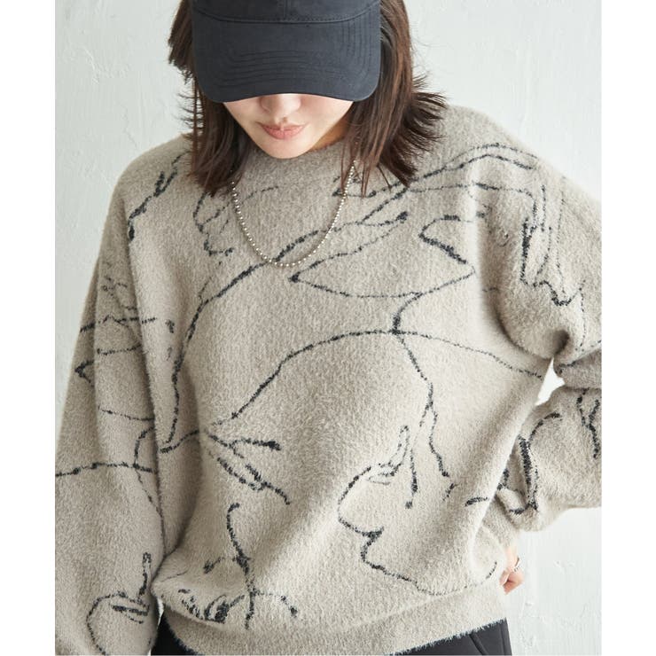 グレージュ | ニュアンス柄シャガードプルオーバー | VENCE share style【WOMEN】