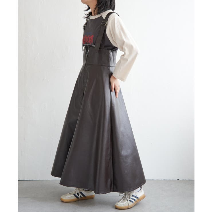 ブラウン | 合皮ジャンスカ | VENCE share style【WOMEN】