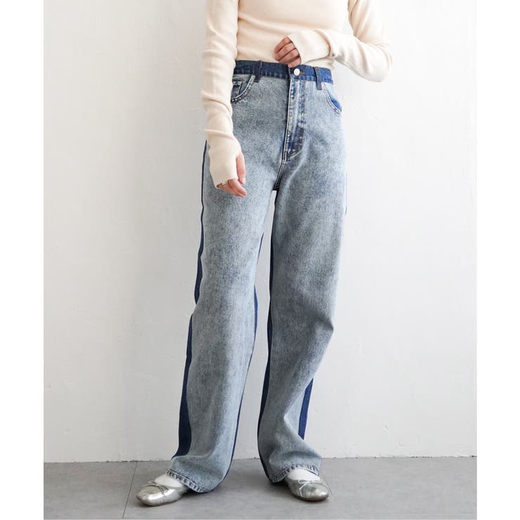 センター切り替えワイドデニムパンツ | VENCE share style【WOMEN】 | 詳細画像1 