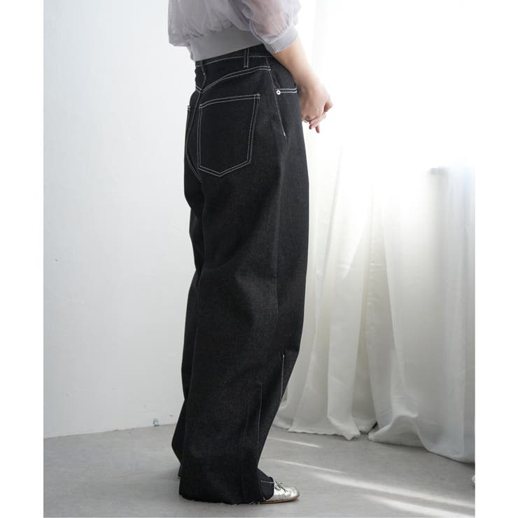 BELVET リジットデニム　ブラック　デニムパンツ Lサイズ BELBET リジットデニム ベルベット 黒ブラック Lサイズ 即完