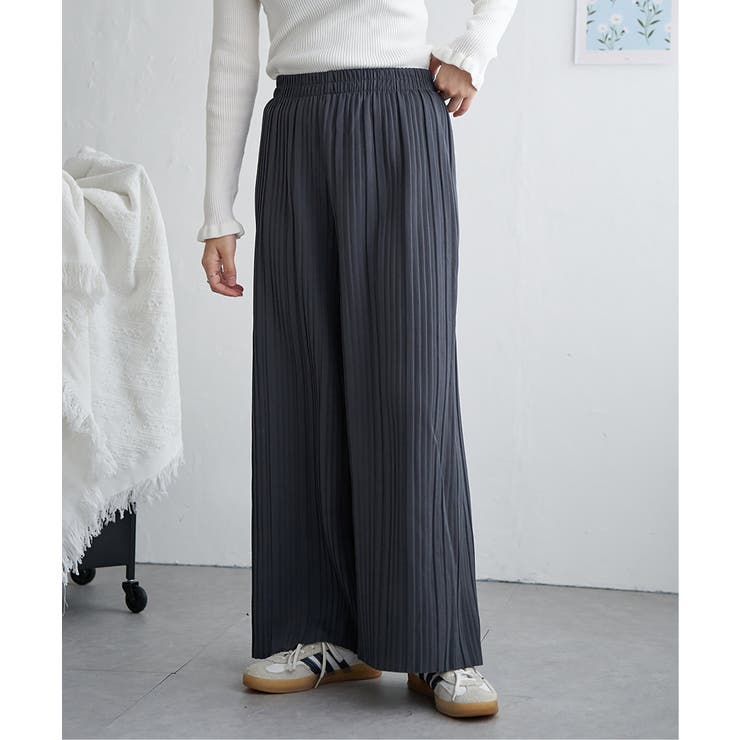 ブラック | カットツイルボックスプリーツパンツ | VENCE share style【WOMEN】