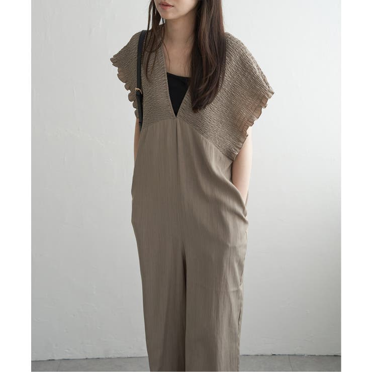 ベージュ | シャーリングオールインワン | VENCE share style【WOMEN】