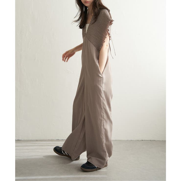 グレージュ | シャーリングオールインワン | VENCE share style【WOMEN】