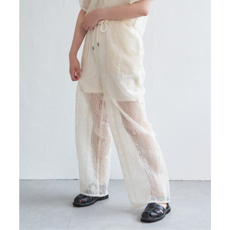 アイボリー | レースイージーパンツ | VENCE share style【WOMEN】