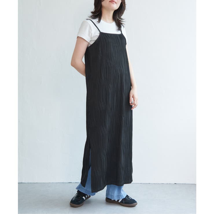ブラック | ウェーブパイピングキャミワンピース | VENCE share style【WOMEN】