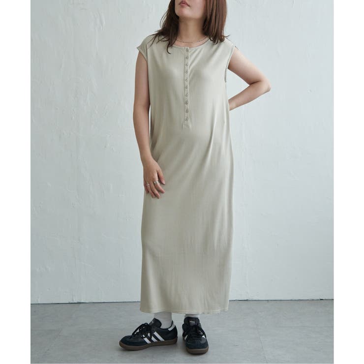 グレー | テレコヘンリーネックワンピース | VENCE share style【WOMEN】