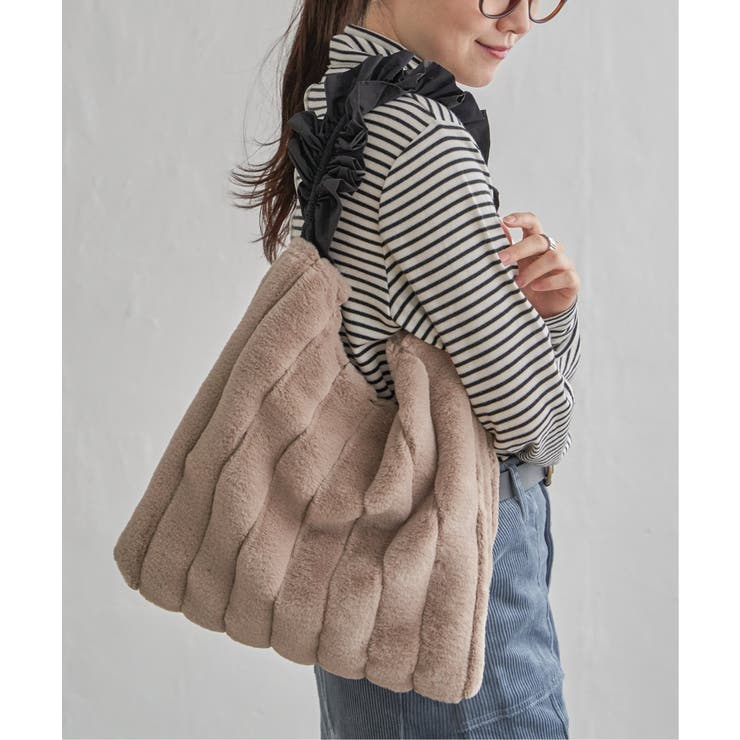 ベージュ | フリルハンドルエコファートートバッグ | Lbc with Life