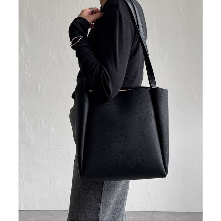 ブラック | 合皮ミドルトートバッグ | Lbc with Life