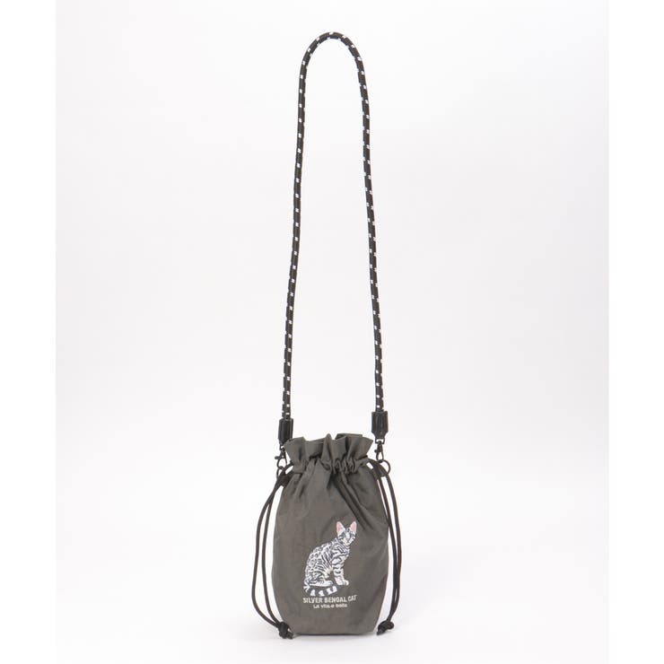 チャコール | アニマル刺繍コードショルダーバッグ | Lbc with Life