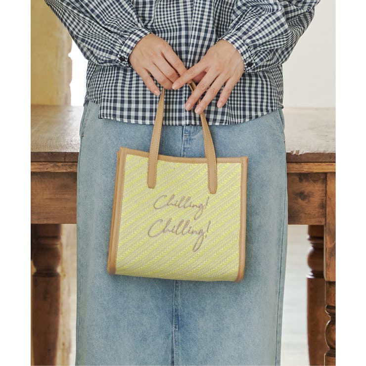 イエロー | 雑材刺繍ミニトートバッグ | Lbc with Life