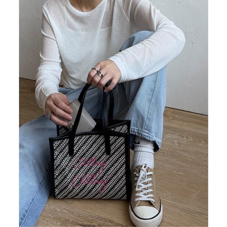 ブラック | 雑材刺繍ミニトートバッグ | Lbc with Life
