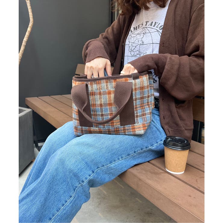 ツイード仕切り持ち手ミニトートバッグ | Lbc with Life | 詳細画像1 