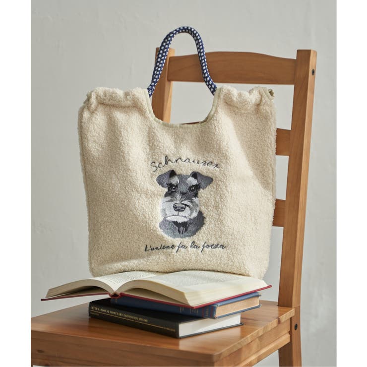 オフホワイト | ボア刺繍コードトートバッグ | Lbc with Life
