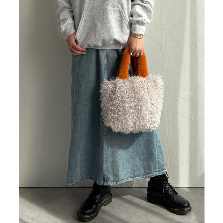 ライトグレー | エコファーカラー持ち手トートバッグ | Lbc with Life