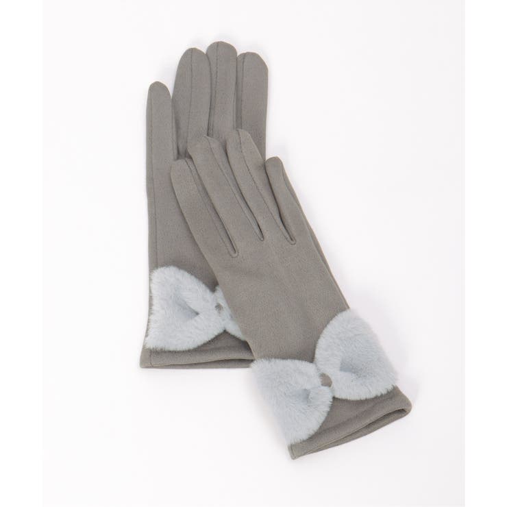 グレー | モコモコリボン付きグローブ | Lbc with Life