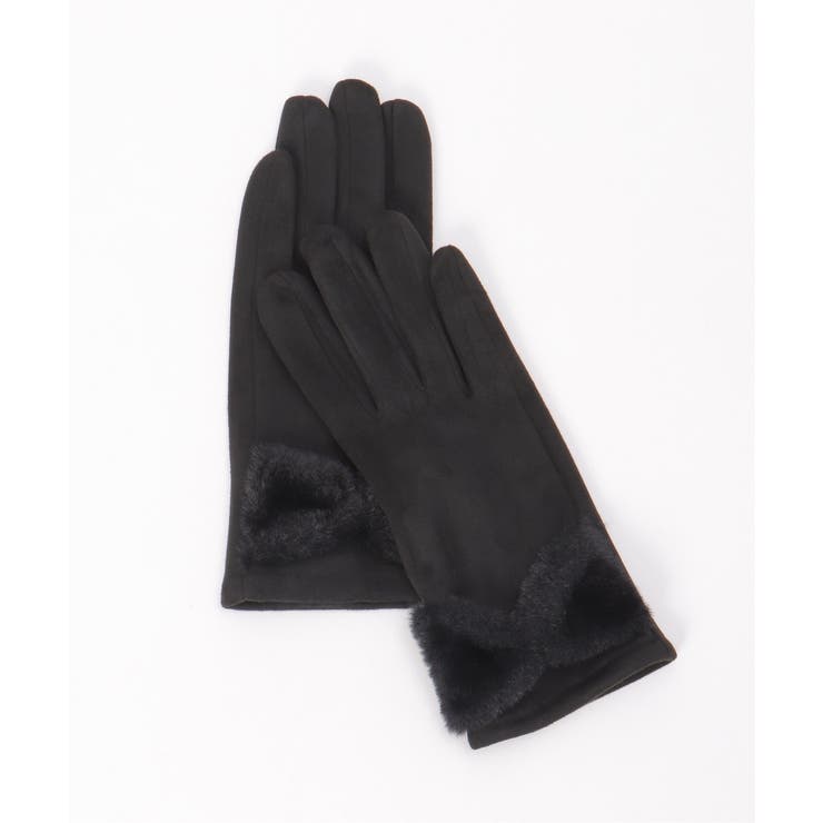 ブラック | モコモコリボン付きグローブ | Lbc with Life