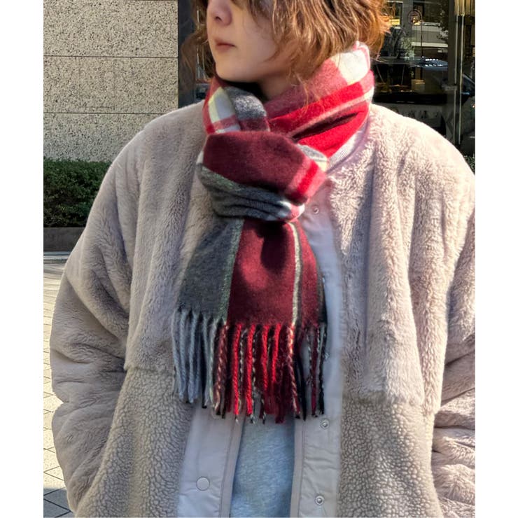 レッド | チェックカラーマフラー | Lbc with Life