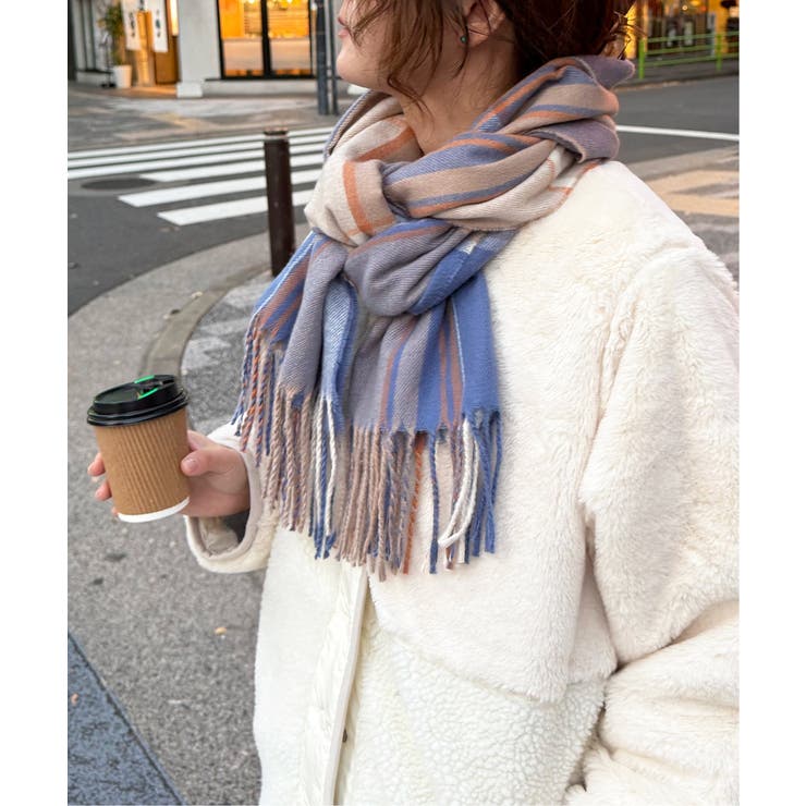 サックスブルー | チェックカラーマフラー | Lbc with Life