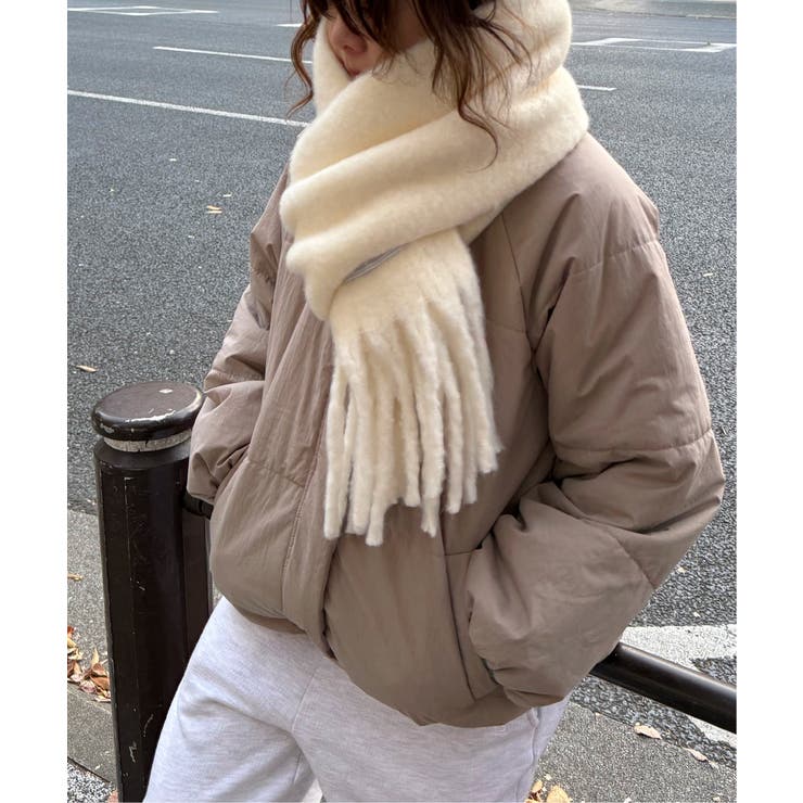 オフホワイト | バルキーフリンジマフラー | Lbc with Life