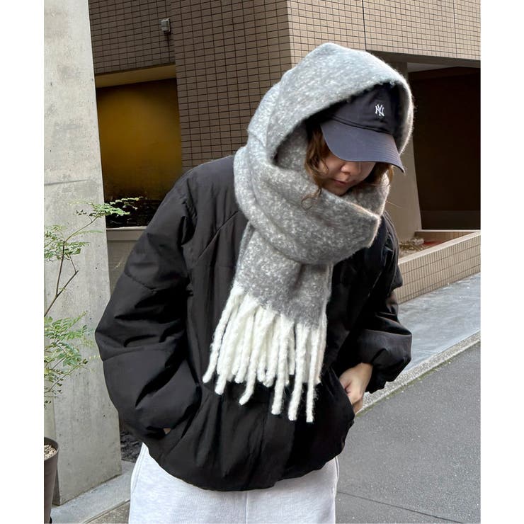 グレー | バルキーフリンジマフラー | Lbc with Life