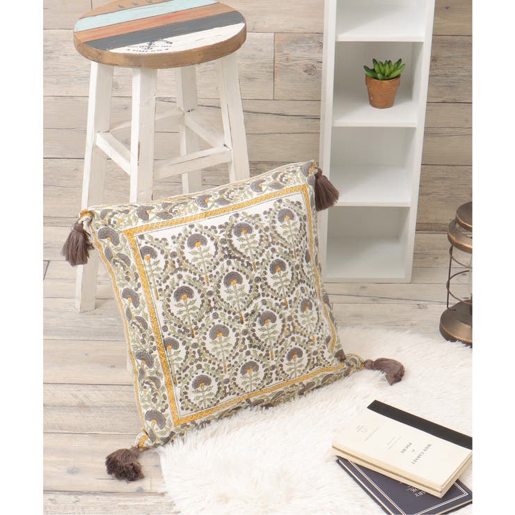 グレー | クッションカバーブロックプリント | Lbc with Life