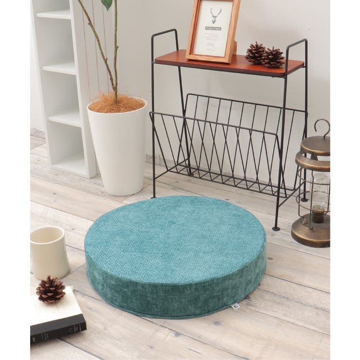 ターコイズブルー | ベロアコンビシートクッション ラウンド H8cm | Lbc with Life
