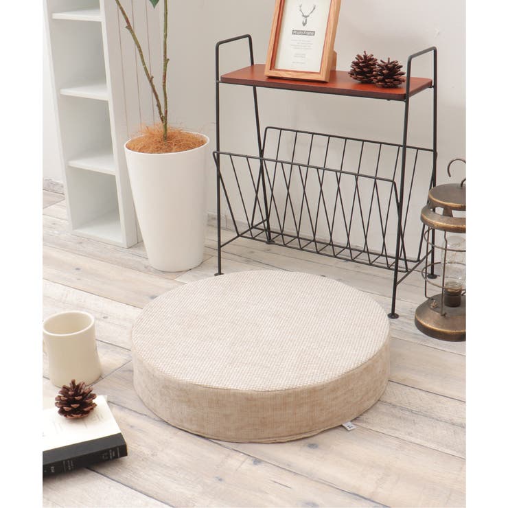 ベージュ | ベロアコンビシートクッション ラウンド H8cm | Lbc with Life