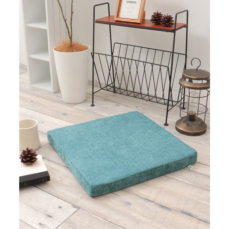 ターコイズブルー | ベロアコンビシートクッション スクエア H4cm | Lbc with Life