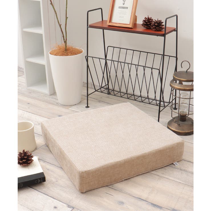 ベージュ | ベロアコンビシートクッション スクエア H8cm | Lbc with Life