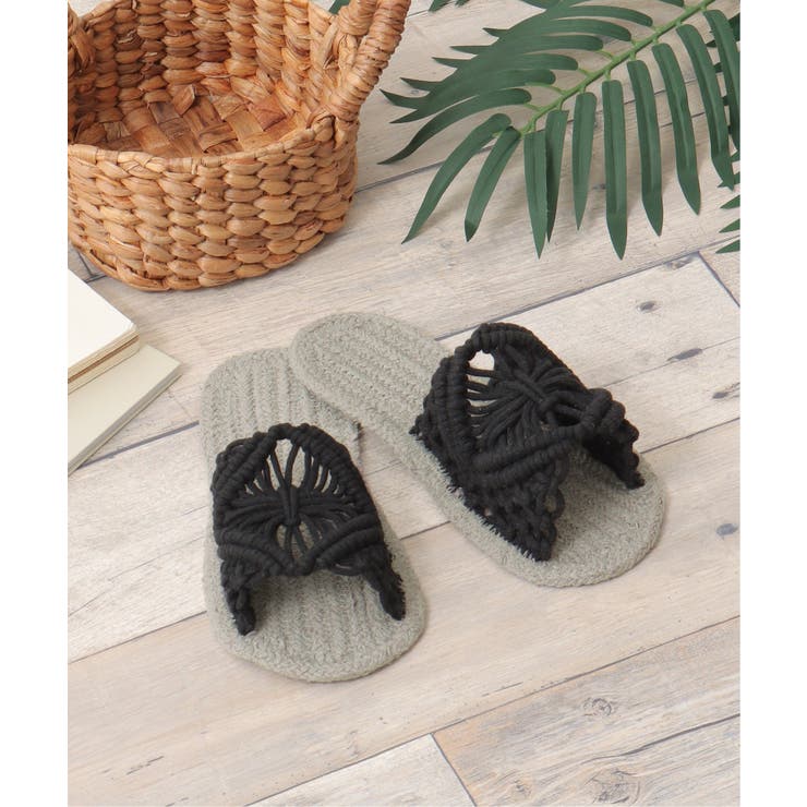 ブラック | マクラメコットンサンダル | Lbc with Life