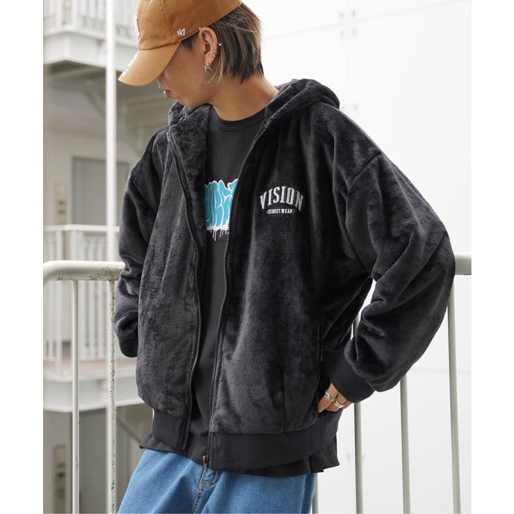 VISION STREET WEAR フェイクファーフードブルゾン[品番：IKAW0015186