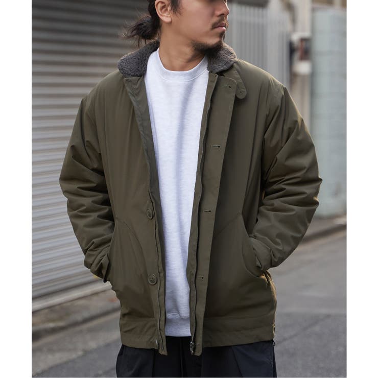カーキ | 襟ボアN-1デッキジャケット | VENCE share style【MEN】