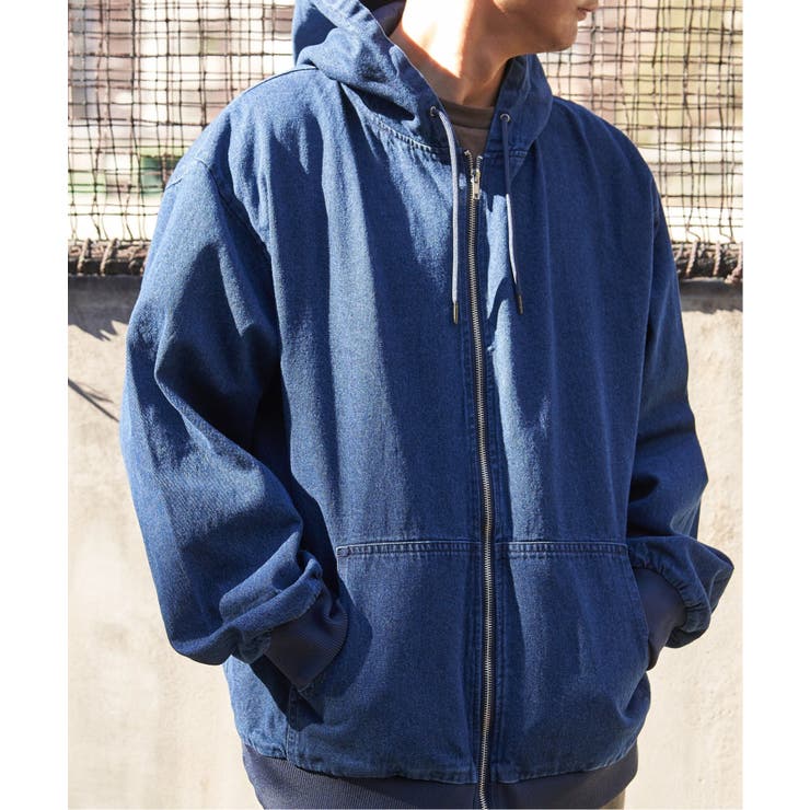 デニム・キャンバスフルジップパーカー | VENCE share style【MEN】 | 詳細画像10 