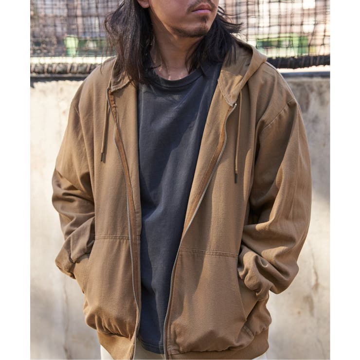 ベージュ | デニム・キャンバスフルジップパーカー | VENCE share style【MEN】
