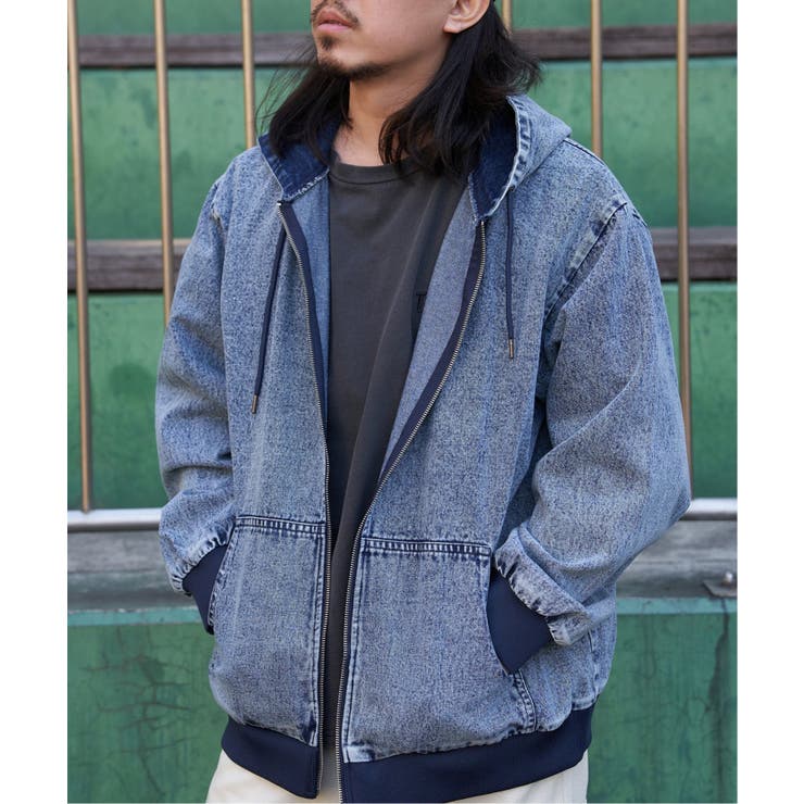 デニム・キャンバスフルジップパーカー | VENCE share style【MEN】 | 詳細画像2 