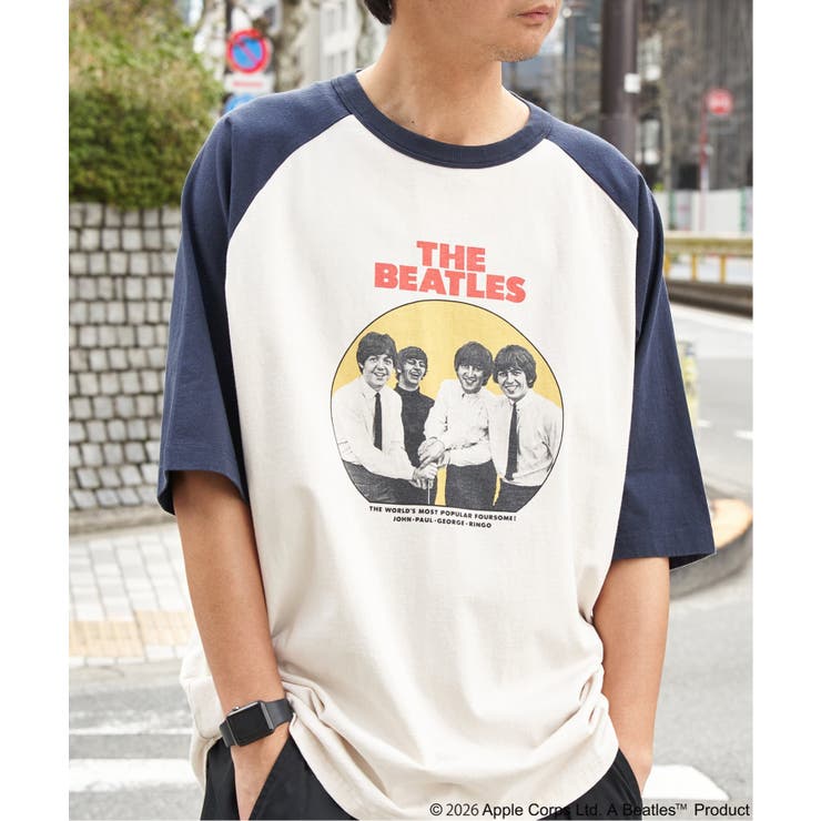 ネイビーブルー | THE BEATLES ザ ビートルズ レコードラグランTシャツ | VENCE share style【MEN】