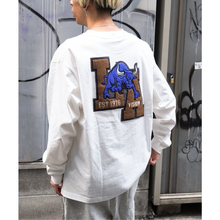 VISION Tシャツ 袖ロゴ 長袖Tシャツ メンズ ロンT ヴィジョンストリートウェア ロゴ トップス VISION-128