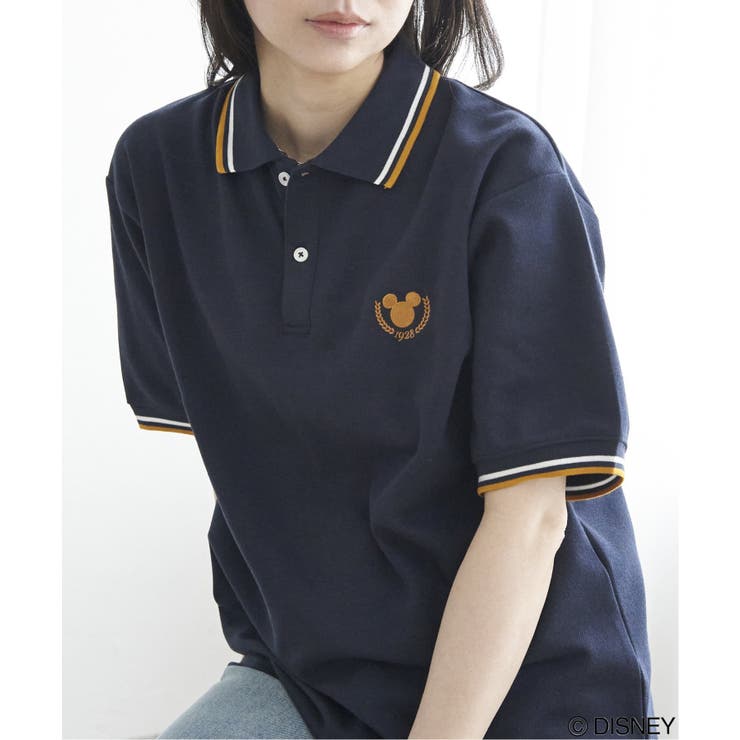 Mickey Mouse ミッキーマウス 鹿の子リブラインポロシャツ[品番