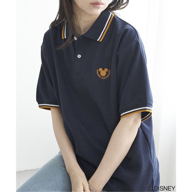Mickey Mouse ミッキーマウス 鹿の子リブラインポロシャツ[品番