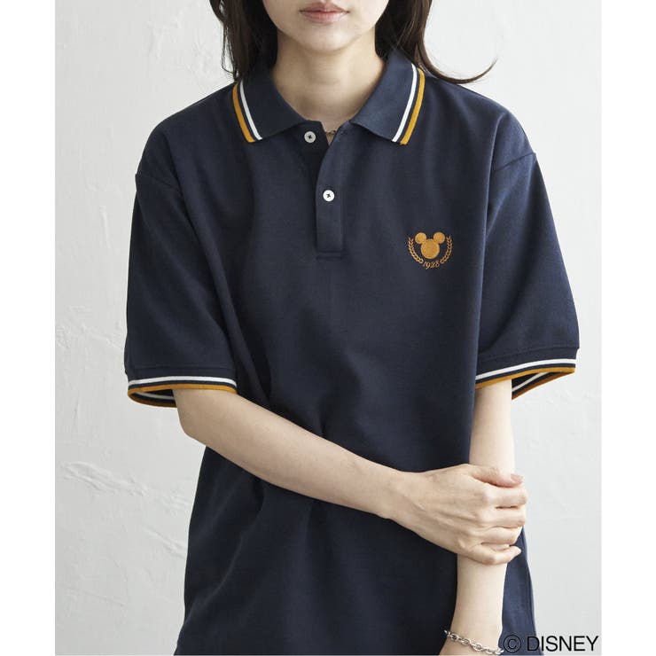 Mickey Mouse ミッキーマウス 鹿の子リブラインポロシャツ[品番