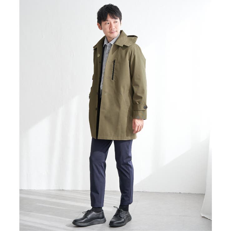 雑誌MonoMax4月号掲載】撥水ピケフードステンカラーコート[品番